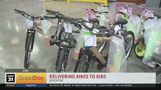 Delivering newly built bikes to kids!