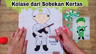 Kolase Gambar Tentara dari Kertas | Tema Pekerjaan