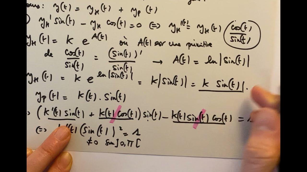 Equation différentielle linéaire ordre 1 avec sin et cos variation de