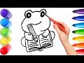 How To Draw cute frog Drawing, Painting &amp; Coloring For Kids and Toddlers_ Child Art 🐋🌈🎨