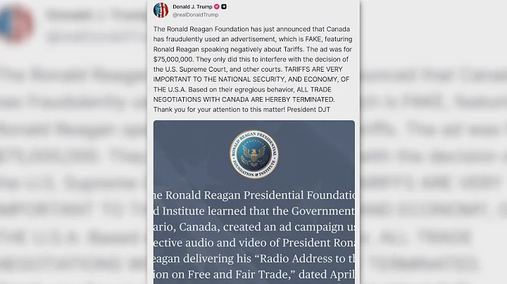 Trump says he's ending trade talks with Canada over TV ads