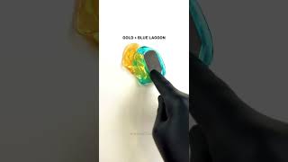 Gold + Blue Lagoon Color Mixing #colormixing #mixedcolors