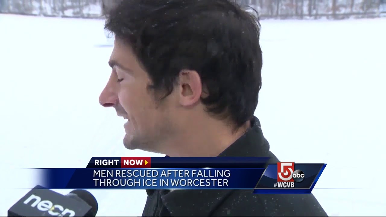 Men rescued after falling through ice - YouTube