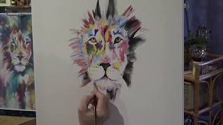 Hogyan festhetünk akrillal színes absztrakt oroszlánt ? How to paint lion ?