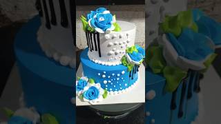 #blue #and #white #cake #decoration #cake #design #shorts #youtube #shortsvideo