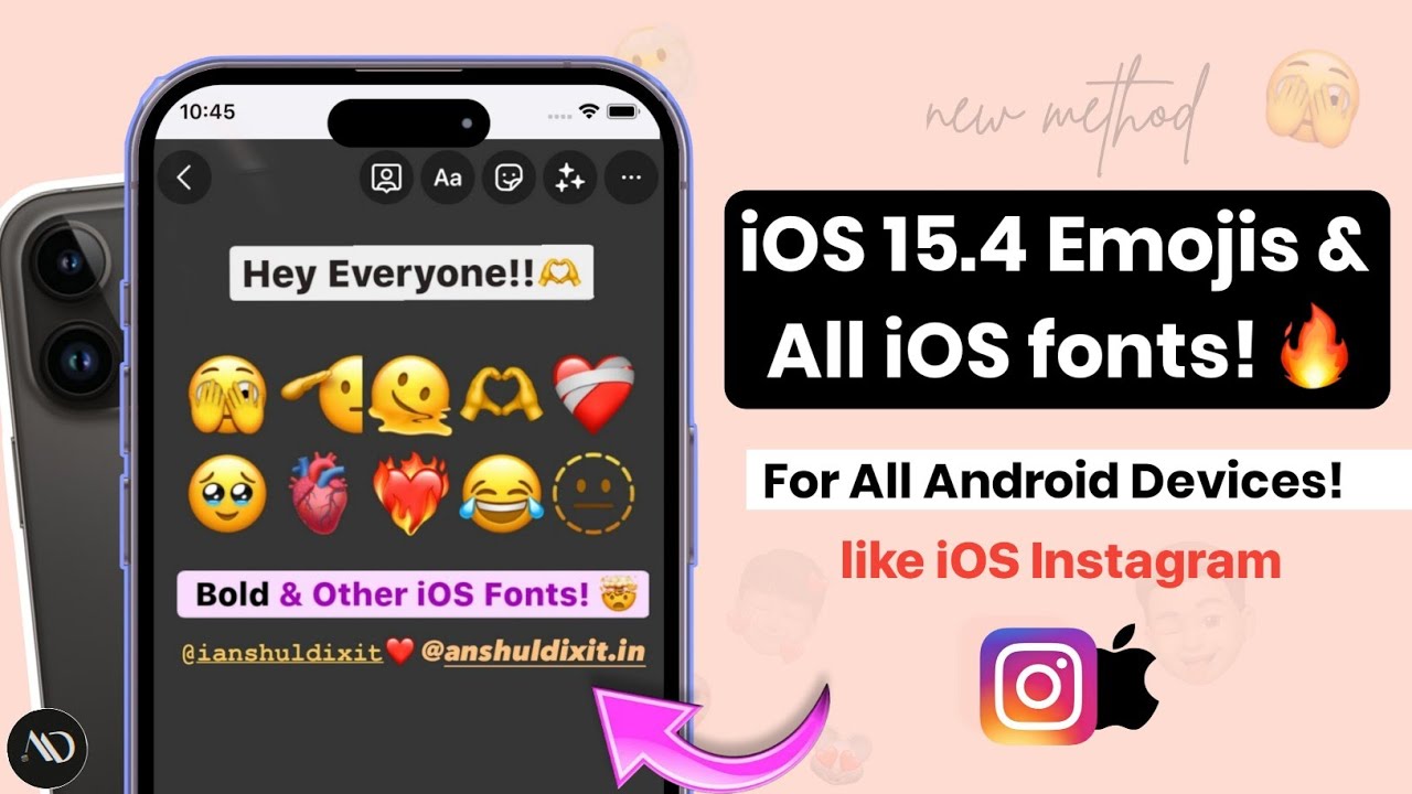 iOS Fonts + iOS 15.4 EMOJIS On Instagram For Android | iPhone ...