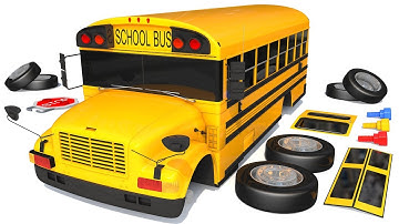 How to Assemble a Yellow School Bus Street Vehicle with Nursery Rhymes for Kids