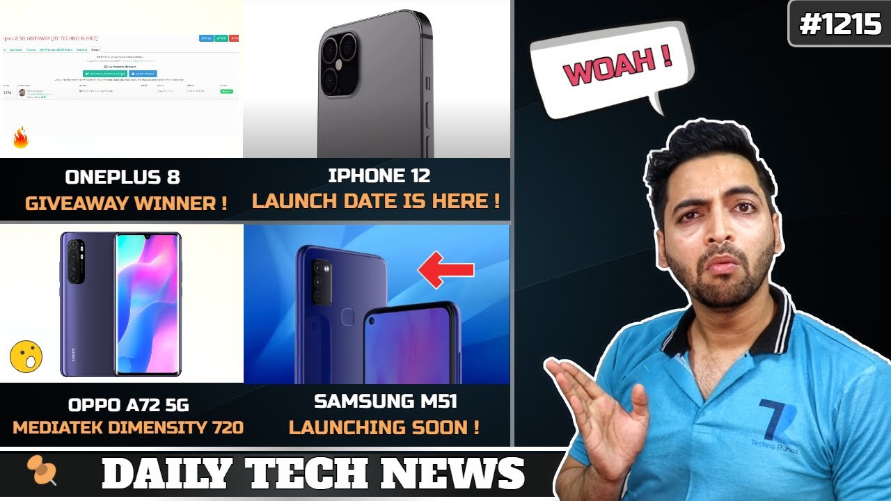 Oneplus 8 Giveaway Winner,Samsung M51 Launch,iPhone 12 Sept 8,Dimensity 2000,Moto G9 Plus #1215
