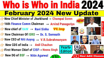 Appointments 2024 Current Affairs | Current Who is Who in India 2024 | Latest New Appointments 2024