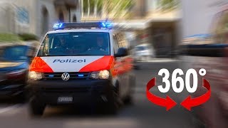 Swiss Police car emergency ride in Zurich  360° video