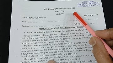 Class 8 English 3rd Unit Test Question Paper 2025 // Class 8 Final Exam Question paper 2025 English