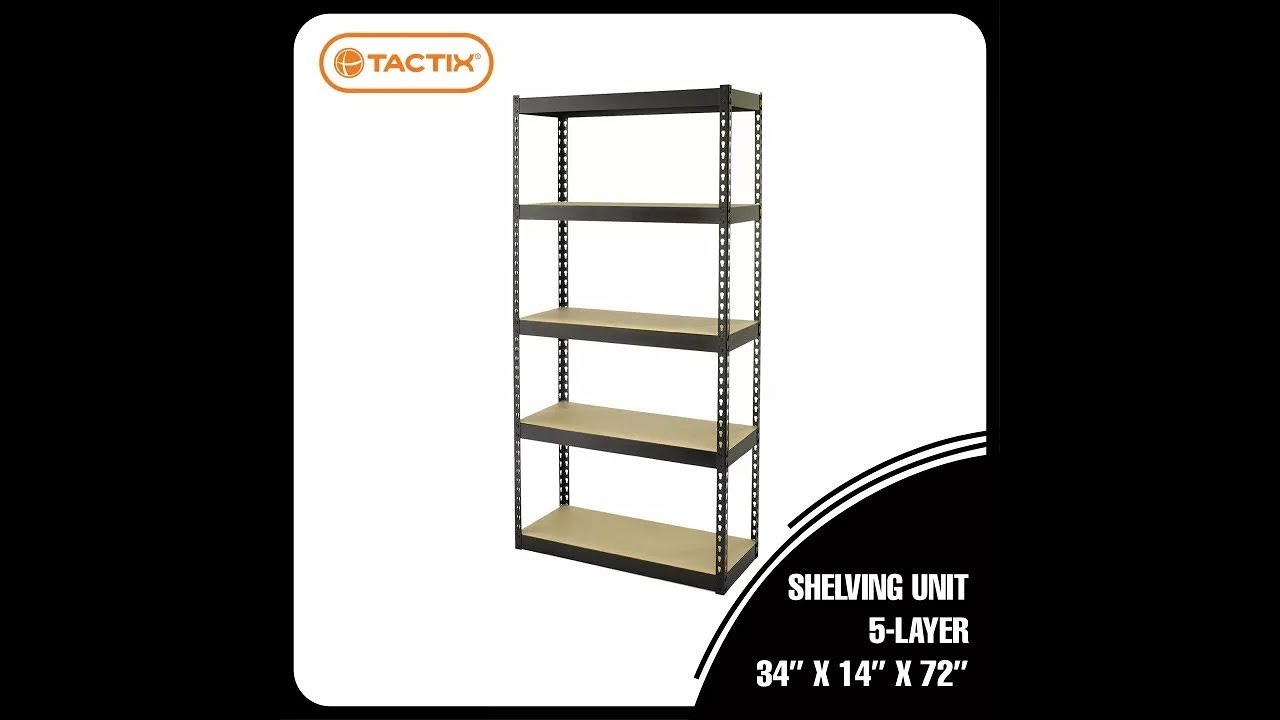UNBOXING : TACTIX STORAGE RACK SHELVING 5 LAYER 34Lx14Wx72H METAL SHELF ...