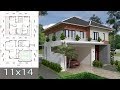 Sketchup Villa Design 11x13m Two Stories House with 3 bedroom Sketchup Villa Design 11x13m Two Stories House with 3 bedroom