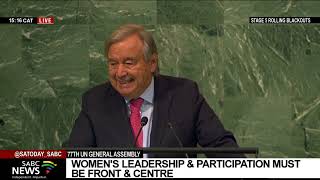 Secretary-General Antonio Guterres delivers opening remarks at the 77th UN General Assembly