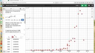 Exponential model with base other than e using Desmos Net Worth