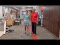 Total joint replacement  using a front wheeled walker