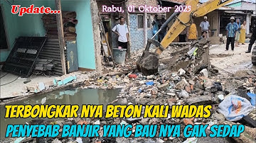 Bongkar beton penyebab meluapnya kali wadas #ncepexcavator99 #proyek #kdm