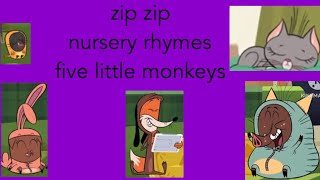 zip zip nursery rhymes 5 little monkeys