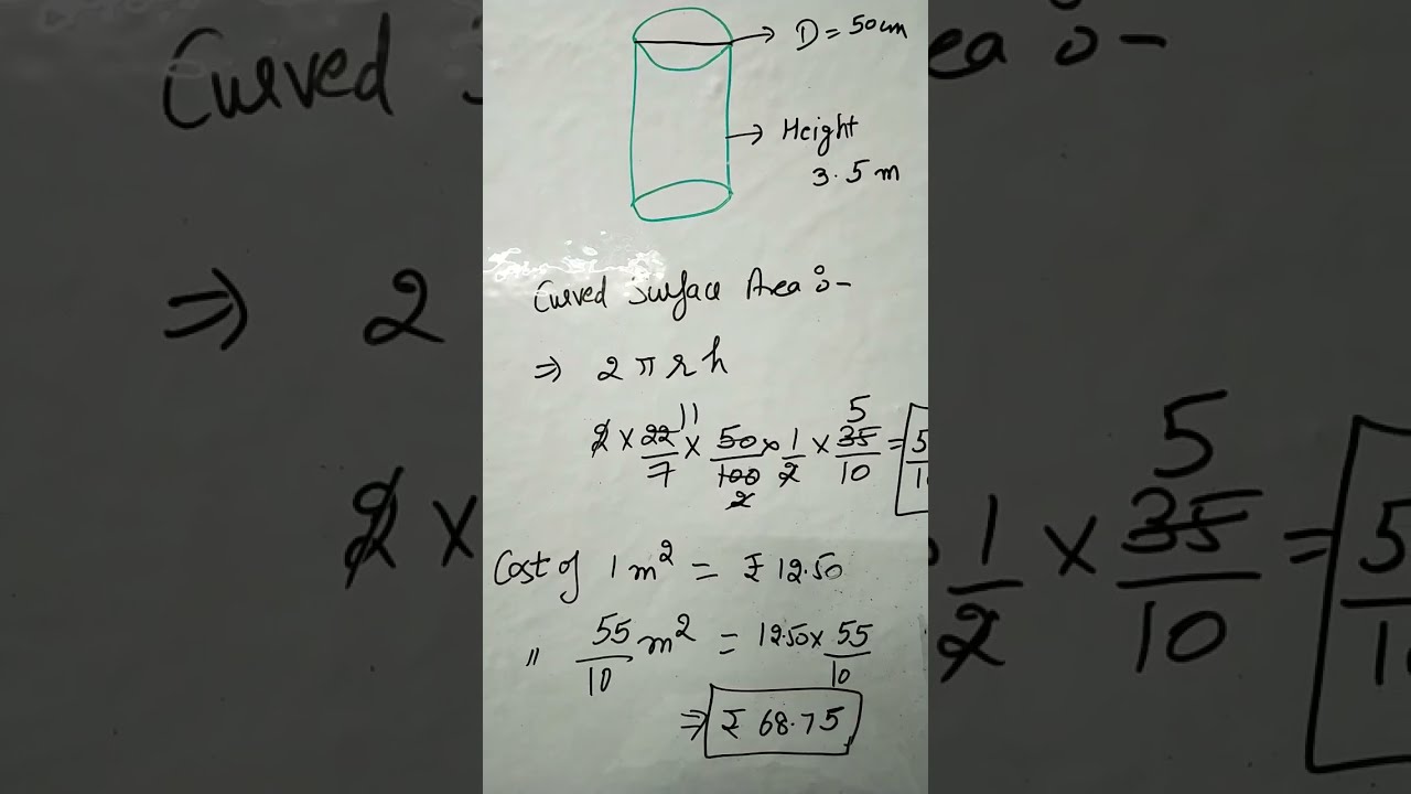 Find The Cost Painting A Cylindrical Pillar Part ii YouTube Find The Cost Painting A Cylindrical Pillar Part ii YouTube