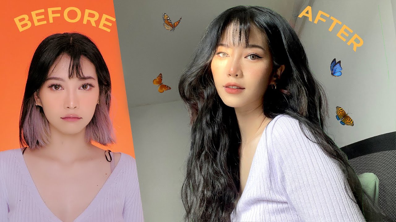 Self Hair Styling Wave curl Tutorial for Long hair + Clip in Hair extensions💃