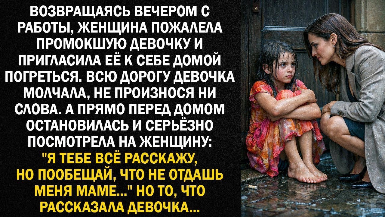 Возвращаясь вечером с работы, женщина пожалела промокшую девочку и пригласила её к себе...