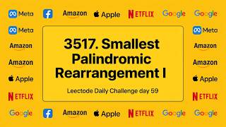 #leetcode 3517. Smallest Palindromic Rearrangement I #day59 #interviewpreparation #faang #maang