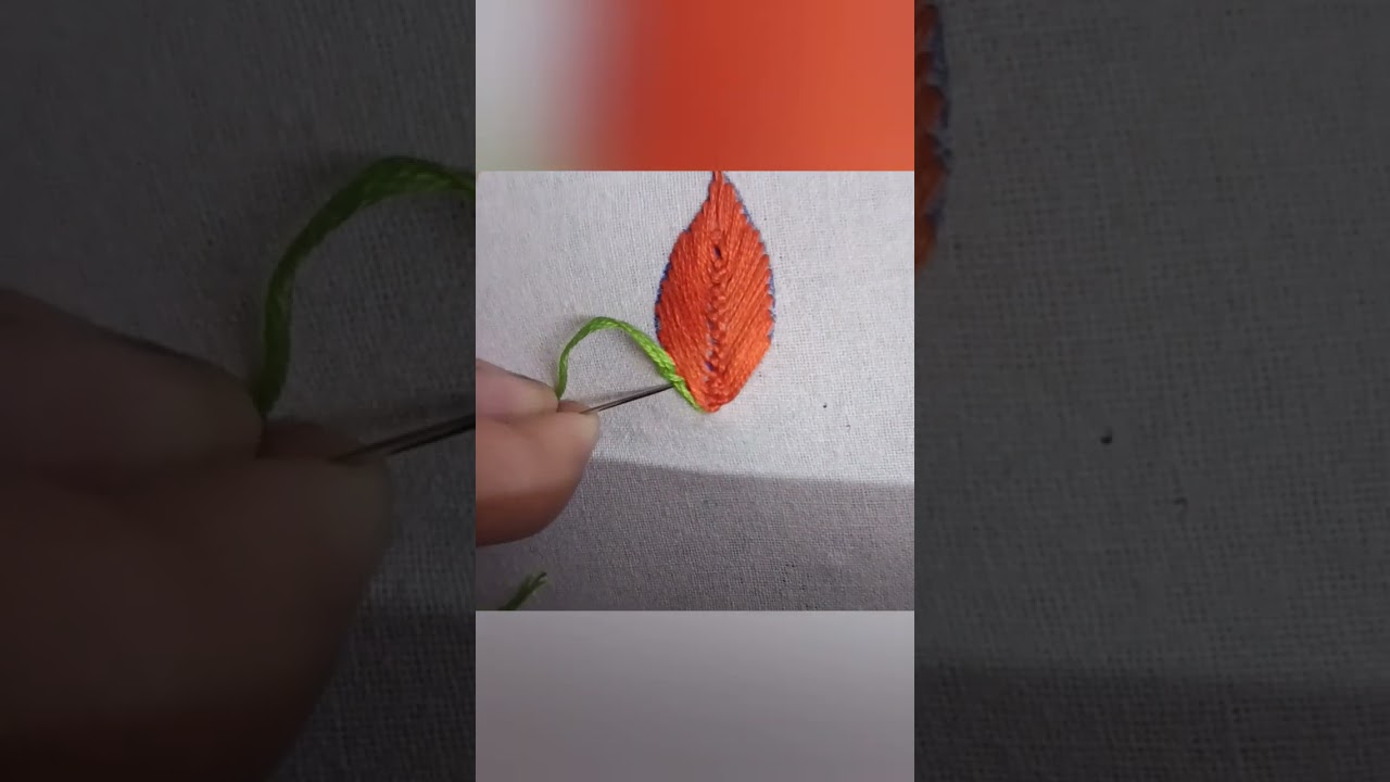 Very elegant leaf embroidery design simple stitches #trending #embroidery #handbroidery 