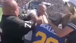 A raiders fan got his face smash in by rams and then the gets tossed
over railings! is this one of craziest nfl fights you have seen? ...