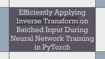 Efficiently Applying Inverse Transform on Batched Input During Neural Network Training in PyTorch