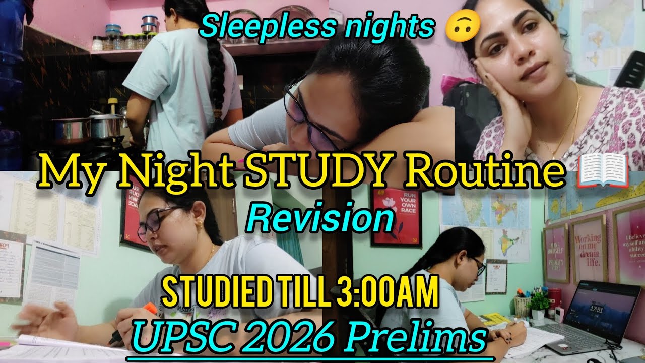 No Sleep My Night Study Routine 📖💯| Till 3:00 Am|Pomodoro method ⏰ #upsc 