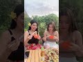 Wow very yummy, Two Beautiful sisters eat papaya salad with special recipe