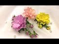 Ribbon's flowers&buds.DIY/Flor con brotes de cintas/Цветок с бутонами из лент 2.5см