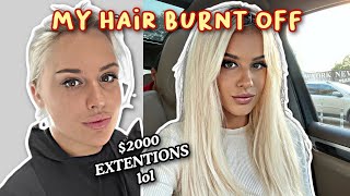 my hair burnt off so i got $2000 PERMANENT HAIR EXTENSIONS