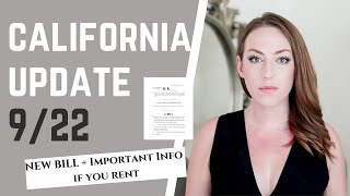 California Update- Sep 30 Important Reminder, Eviction Moratorium Ending, New Eviction Bill Proposed