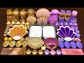 GOLD vs PURPLE SEASHELL ! Mixing Random Things into GLOSSY Slime ! Satisfying Slime Video #212