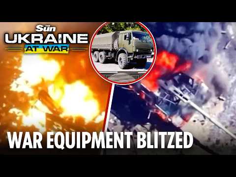 Russian tanks blown up by Ukrainian forces in Sumy Oblast