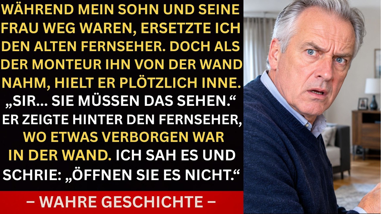 Ich ersetzte meinen alten Fernseher, während mein Sohn weg war – Was der Monteur in der Wand fand,