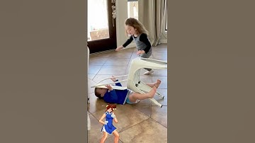 👿 Little Daredevil Attempts Chair Climb with Sister - Must Watch #safety #shorts #viral #baby #fall