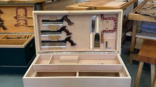 Plywood Tool Chest pt.17  Tool layout in lid. @Cravenconservation #woodworking #handtool #crafts