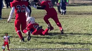 Silas Barnes #11 6U 2019 kids tackle football highlights with Pop Warner’s Mattapan Patriots