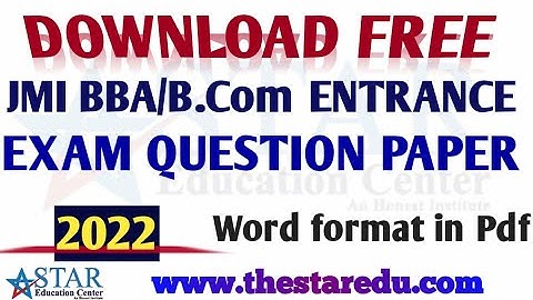 2022 JMI BBA/B.Com Entrance Exam Question Paper