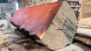 Huge Wood Processing Modern Wood Sawing Machines - Sawing Skills Large Tree Hundreds Years Old