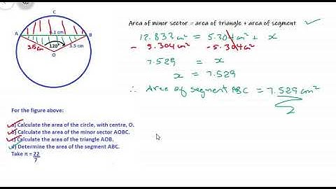 Calculating the area of circle, segment, sector and triangle within a circle