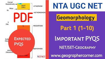 Geomorphology Important Questions for NTA UGC NET GEOGRAPHY PAPER 2 | PART 1 (1-10) | Expected PYQS