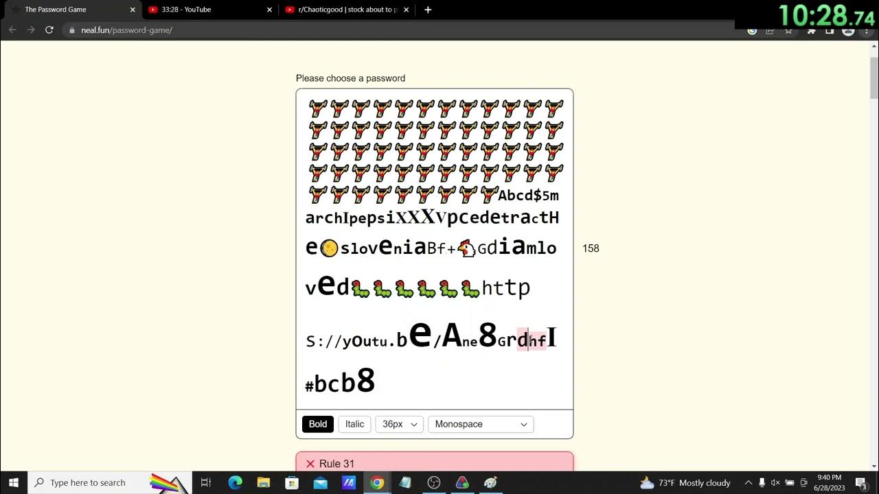 The Password Game (finished in 17:45) - YouTube