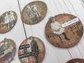 ATC Coins with Tim Holtz paper dolls and background technique