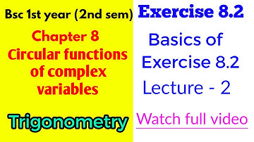 Exercise 8.2 | Circular functions of complex variable | Bsc 1st year (2nd semester)