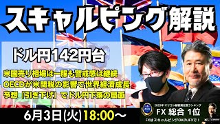 【為替】6/3 米国売り相場は一服も警戒感は継続。OECDが米関税の影響で世界経済成長予想「引き下げ」でドル円下落の局面。本日はスキャトレふうた氏とスキャルピング目線で解説いたします。