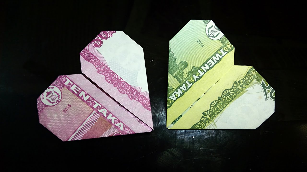 How to make Origami ♥ Money Heart- Easy Tutorial