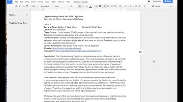 Class Syllabus: Cryptocurrency Decal